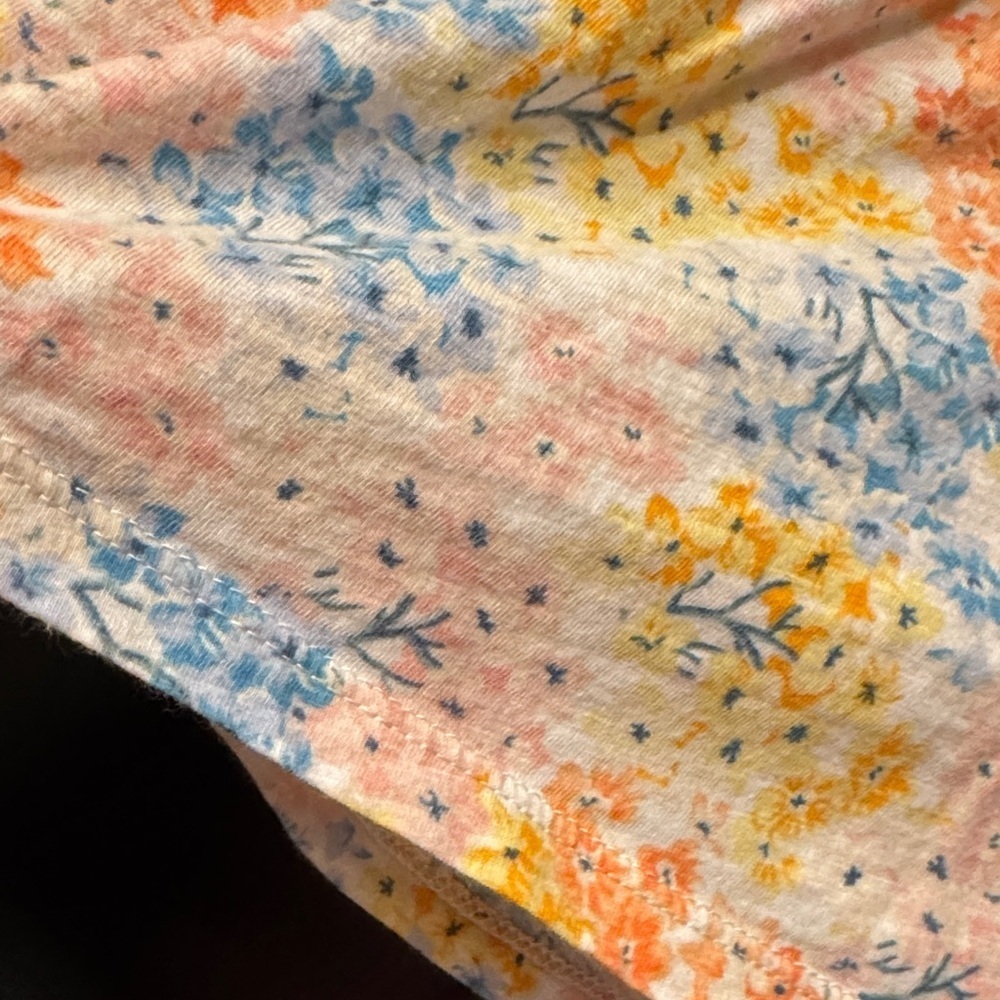 LOFT Floral Blouse with Lace Sleeves - Blue, Yellow, Orange - Picture 4 of 4